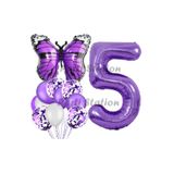 Parti Station Mor Kelebek Butterfly Temalı 5 Yaş Balon Seti Doğum Günü Dekorasyonu PSMORKLBK