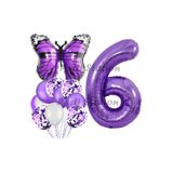 Parti Station Mor Kelebek Butterfly Temalı 6 Yaş Balon Seti Doğum Günü Dekorasyonu PSMORKLBK