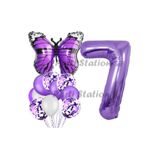 Parti Station Mor Kelebek Butterfly Temalı 7 Yaş Balon Seti Doğum Günü Dekorasyonu PSMORKLBK