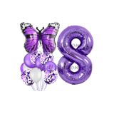 Parti Station Mor Kelebek Butterfly Temalı 8 Yaş Balon Seti Doğum Günü Dekorasyonu PSMORKLBK