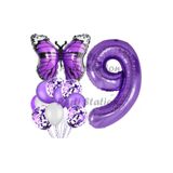 Parti Station Mor Kelebek Butterfly Temalı 9 Yaş Balon Seti Doğum Günü Dekorasyonu PSMORKLBK