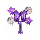 Parti Station Mor Kelebek Temalı 1 Yaş Balon Seti Doğum Günü Dekorasyonu PSmorkelebekbalon
