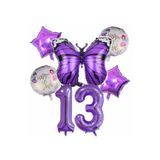 Parti Station Mor Kelebek Temalı 13 Yaş Balon Seti Doğum Günü Dekorasyonu PSmorkelebekbalon