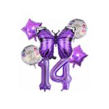 Parti Station Mor Kelebek Temalı 14 Yaş Balon Seti Doğum Günü Dekorasyonu PSmorkelebekbalon