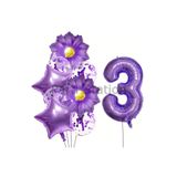 Parti Station Mor Papatya Temalı 3 Yaş Balon Seti Doğum Günü Dekorasyonu PSMRPPTYA