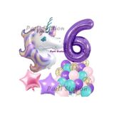 Parti Station Mor Unicorn Temalı 6 Yaş Balon Seti Doğum Günü Dekorasyonu PSMORUNİCORN