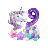 Parti Station Mor Unicorn Temalı 9 Yaş Balon Seti Doğum Günü Dekorasyonu PSMORUNİCORN