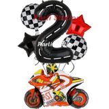 Parti Station Motosiklet Yarış Motoru Konsept 2 Yaş Balon Set Motosiklet Doğum Günü Balon Set