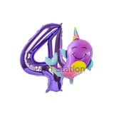 Parti Station Okyanus Unicorn Balina Mor 4 Yaş Doğum Günü Balon Set PSUNİBALM