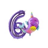 Parti Station Okyanus Unicorn Balina Mor 6 Yaş Doğum Günü Balon Set PSUNİBALM