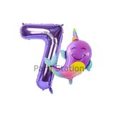 Parti Station Okyanus Unicorn Balina Mor 7 Yaş Doğum Günü Balon Set PSUNİBALM