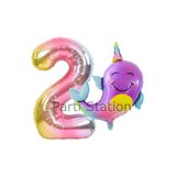 Parti Station Okyanus Unicorn Balina Renkli 2 Yaş Doğum Günü Balon Set PSUNİBALR