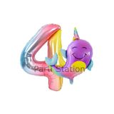 Parti Station Okyanus Unicorn Balina Renkli 4 Yaş Doğum Günü Balon Set PSUNİBALR