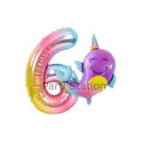 Parti Station Okyanus Unicorn Balina Renkli 6 Yaş Doğum Günü Balon Set PSUNİBALR