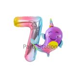 Parti Station Okyanus Unicorn Balina Renkli 7 Yaş Doğum Günü Balon Set PSUNİBALR
