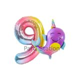 Parti Station Okyanus Unicorn Balina Renkli 9 Yaş Doğum Günü Balon Set PSUNİBALR