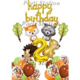 Parti Station Orman Hayvanları Konsept Parti Woodland 2 Yaş Doğum Günü Balon Set Sincap Rakun Kirpi Tilki Balon