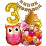 Parti Station Orman Woodland Baykuş Konsept Doğum Günü 3 Yaş Balon Set Baykuş Tema Folyo Balon Set