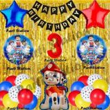 Parti Station Paw Patrol Balon Set 3 Yaş Paw Petrol Marshall Kırmızı Konsept Doğum Günü Parti Folyo Balon Seti