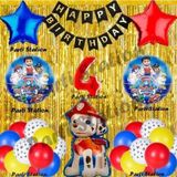 Parti Station Paw Patrol Balon Set 4 Yaş Paw Petrol Marshall Kırmızı Konsept Doğum Günü Parti Folyo Balon Seti