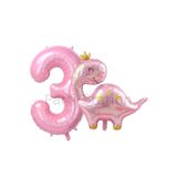 Parti Station Pembe Dinozor Temalı 3 Yaş Pembe Rakam Balon Seti Doğum Günü Dekorasyonu PSPNKDİNA