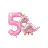 Parti Station Pembe Dinozor Temalı 5 Yaş Pembe Rakam Balon Seti Doğum Günü Dekorasyonu PSPNKDİNA