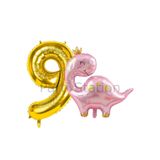 Parti Station Pembe Dinozor Temalı 9 Yaş Gold Rakam Balon Seti Doğum Günü Dekorasyonu