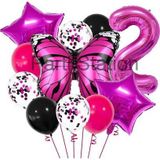 Parti Station Pembe Kelebek 2 Yaş Balon Set Kelebek Konsept Doğum Günü Balon Balon Set