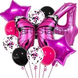 Parti Station Pembe Kelebek 4 Yaş Balon Set Kelebek Konsept Doğum Günü Balon Balon Set