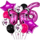 Parti Station Pembe Kelebek 6 Yaş Balon Set Kelebek Konsept Doğum Günü Balon Balon Set