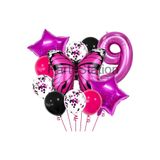Parti Station Pembe Kelebek 9 Yaş Balon Set Kelebek Konsept Doğum Günü Balon Balon Set