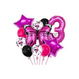 Parti Station Pembe Kelebek Temalı 3 Yaş Folyo Balon Seti Doğum Günü Dekorasyonu
