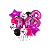 Parti Station Pembe Kelebek Temalı 8 Yaş Folyo Balon Seti Doğum Günü Dekorasyonu