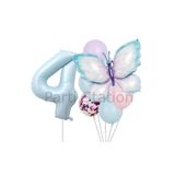 Parti Station Pembe Mavi Kelebek 4 Yaş Balon Set Kelebek Konsept Doğum Günü Balon Balon Set