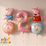 Parti Station Peppa Pig & George Konsept 2 Yaş Folyo Balon Seti Doğum Günü Seti