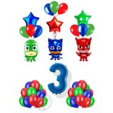 Parti Station Pijamaskeliler 3 Yaş Balon Seti Pjmasks Kedi Çocuk Baykuş Kız Kertenkele Çocuk Doğum Günü Seti