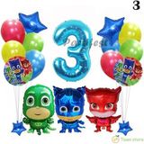 Parti Station Pijamaskeliler 3 Yaş Balon Seti Pjmasks Konsept Helyum Balon Set Pijamaskeli Doğum Günü Set - Renkli
