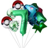 Parti Station Pokemon Bulbasaur Konsept 7 Yaş Balon Set Pokemon Bulbasaur Balon Doğum Günü Folyo Balon Set
