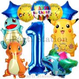 Parti Station Pokemon Konsept 1 Yaş Doğum Günü Balon Set Pokemon Pikachu Bulbasaur Charmander Squirtle Balon - Altın - Pembe