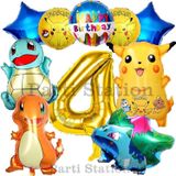 Parti Station Pokemon Konsept 4 Yaş Doğum Günü Balon Set Pokemon Pikaçu Balbazar Çarmender Sikörtıl Balon