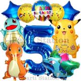 Parti Station Pokemon Konsept 5 Yaş Doğum Günü Balon Set Pokemon Pikachu Bulbasaur Charmander Squirtle Balon