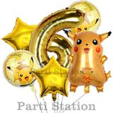 Parti Station Pokemon Pikachu Konsept 6 Yaş Doğum Günü Balon Set Pokemon Pikaçu Folyo Balon Set