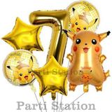 Parti Station Pokemon Pikachu Konsept 7 Yaş Doğum Günü Balon Set Pokemon Pikaçu Folyo Balon Set