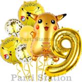 Parti Station Pokemon Pikachu Konsept 9 Yaş Doğum Günü Balon Set Pokemon Pikaçu Folyo Balon Set