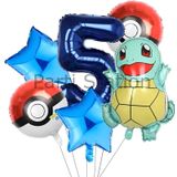 Parti Station Pokemon Squirtle Konsept 5 Yaş Balon Set Pokemon Squirtle Balon Doğum Günü Folyo Balon Set