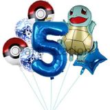 Parti Station Pokemon Squirtle Konsept 5 Yaş Balon Set Pokemon Squirtle Yıldız Balon Doğum Günü Folyo Balon Set