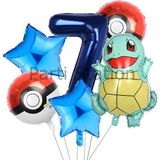 Parti Station Pokemon Squirtle Konsept 7 Yaş Balon Set Pokemon Squirtle Balon Doğum Günü Folyo Balon Set