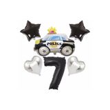 Parti Station Polis Arabası Temalı 7 Yaş Folyo Balon Seti Doğum Günü Dekorasyonu