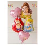 Parti Station Prensesler Balon Seti - 5 Parça Prenses Sindirella Balon Deniz Kızı Balon ve Belle Balon Prenses Konsept Doğum Günü Balon Seti
