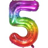 Parti Station Rakam Folyo Balon Gökkuşağı Rakam Balon Renkli 5 Yaş Balon 76 Cm Sayı Balon Uçan Balon Helyum Balon